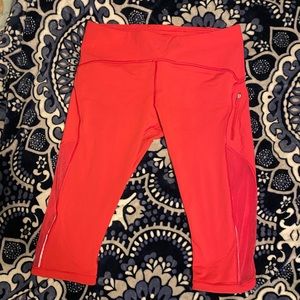 Red lululemon cropped leggings, Size 10, pocket